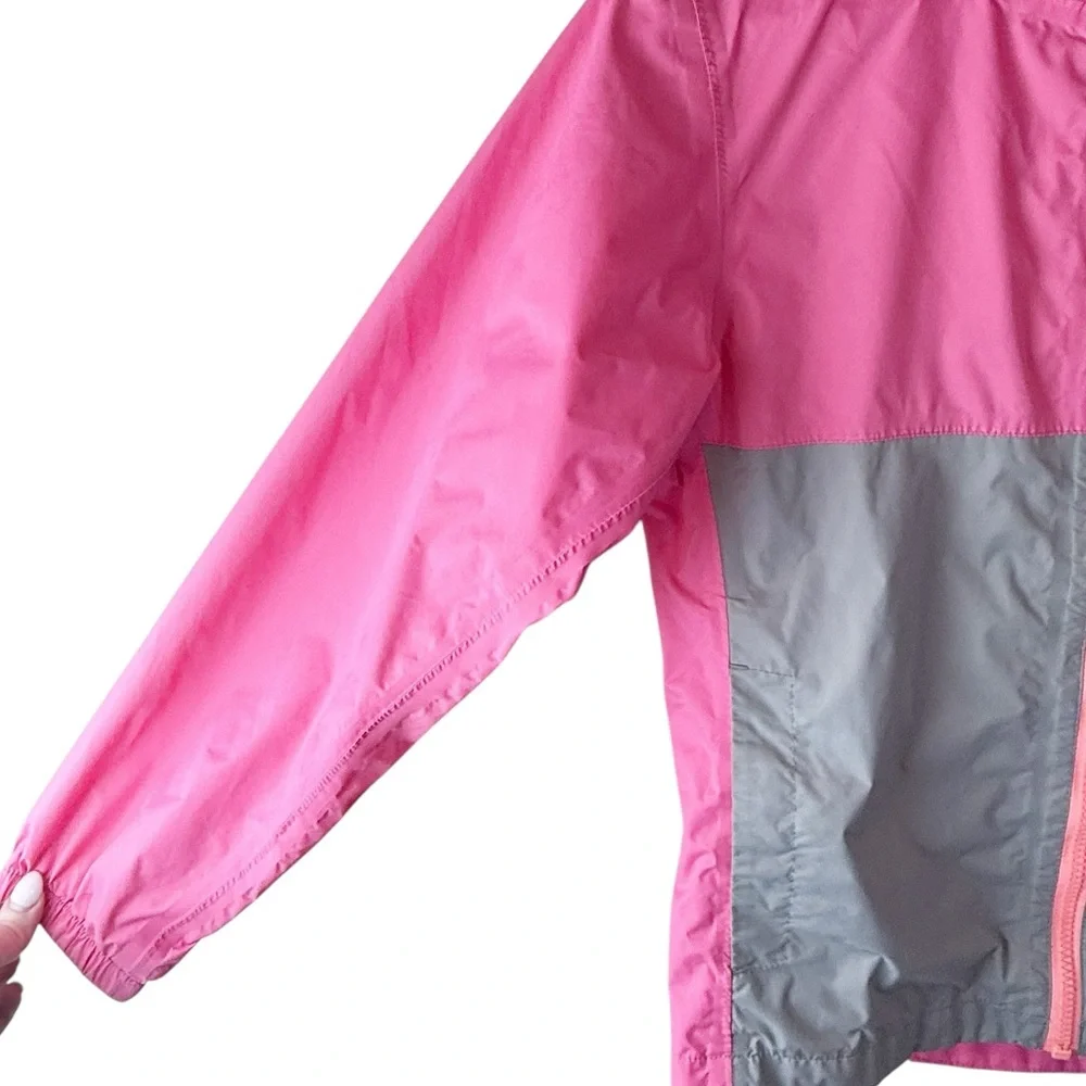 The North Face‎ Girls Windbreaker Jacket Hood Pink Gray Sz M 10-12